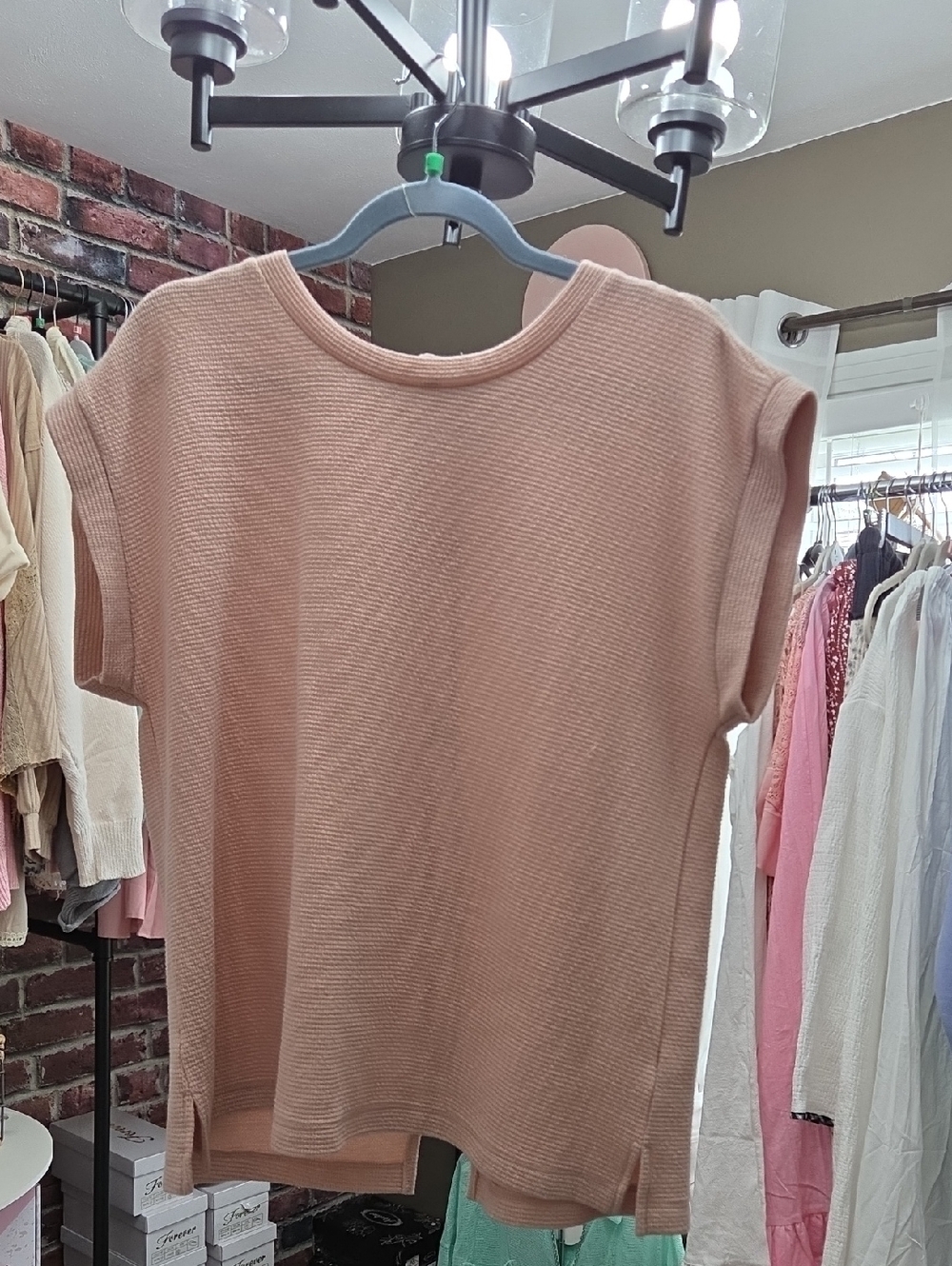 Chenault Ribbed Short-Sleeve Tank Top - Dusty Rose Set